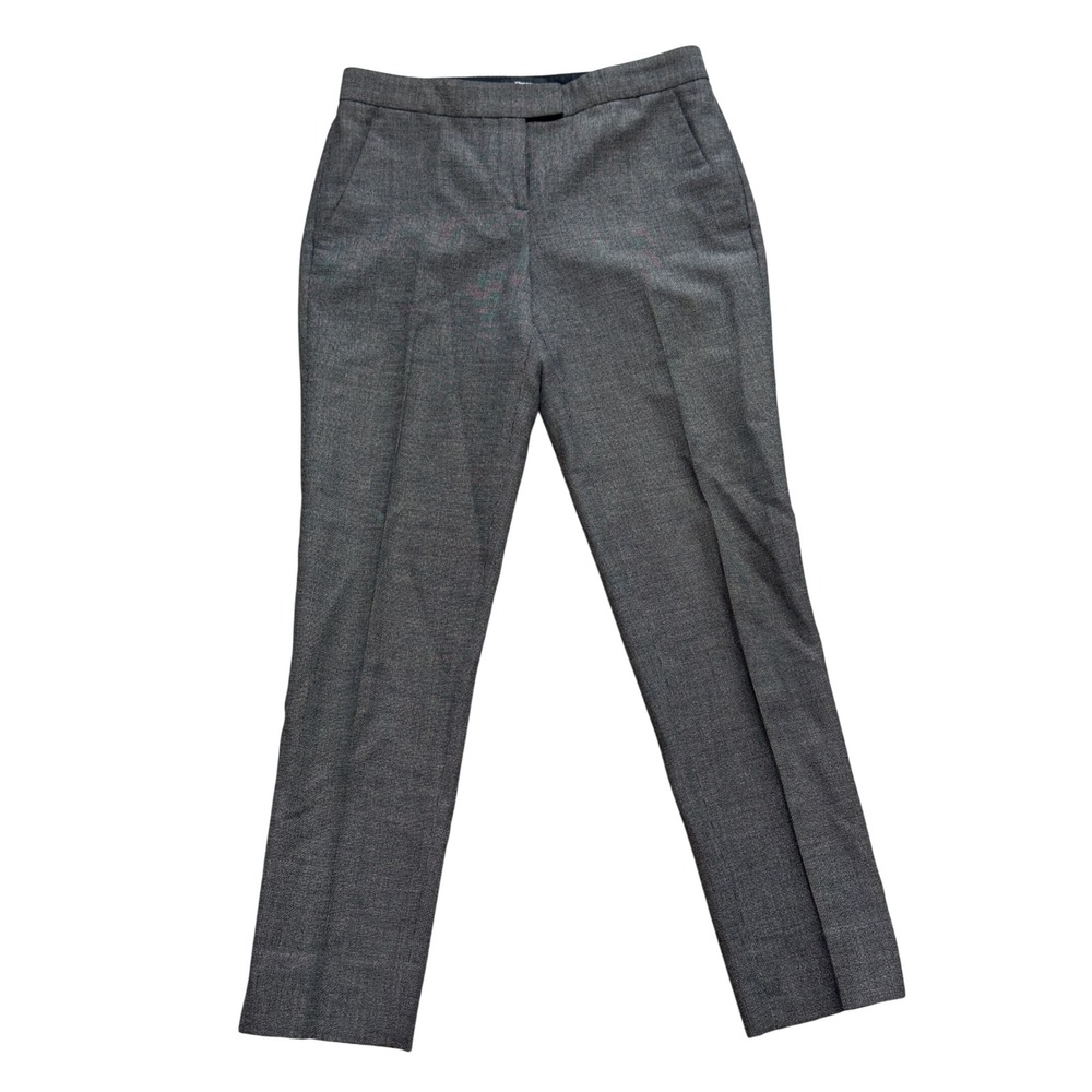 Theory Womens Grey Virgin Wool Blend Tailored Straight Leg Pants Size 0